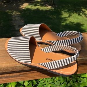 Dirty Laundry Black & White Stripe Peep Tow Flats